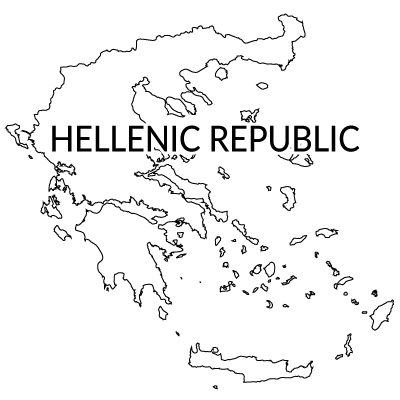 ギリシャ共和国無料フリーイラスト｜英語(白)